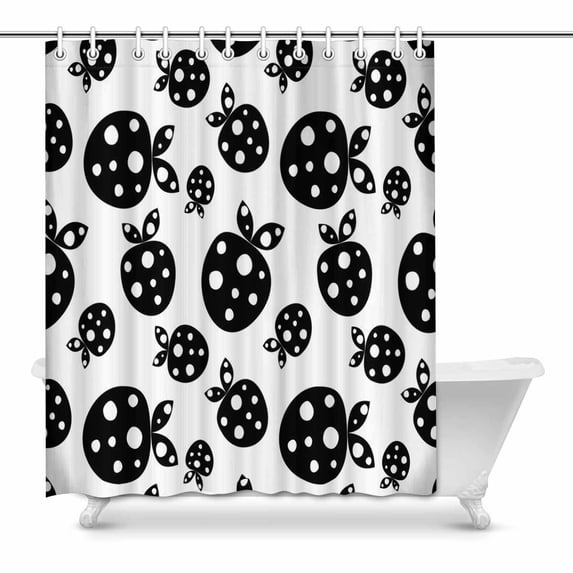 MKHERT black strawberries Bathroom Shower Curtain 60x72 inch