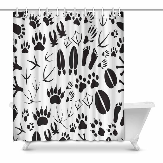 MKHERT black white Animal footprints Bathroom Shower Curtain 60x72 inch