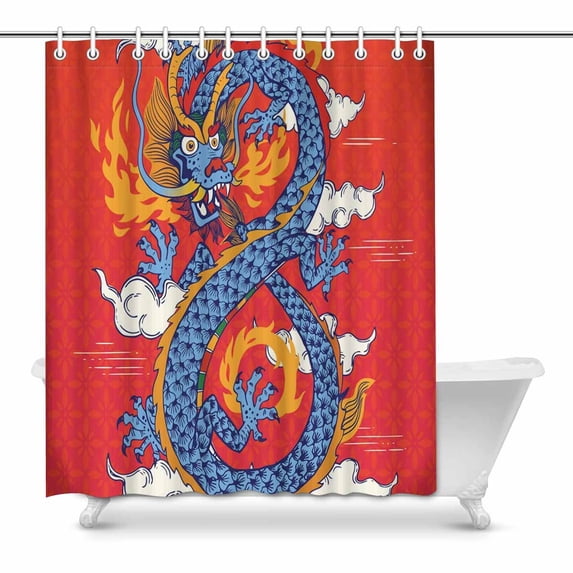 MKHERT colorful Chinese Dragon Bathroom Shower Curtain 60x72 inch