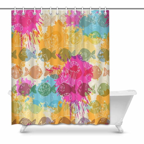 MKHERT colorful Crazy Cat Bathroom Shower Curtain 60x72 inch