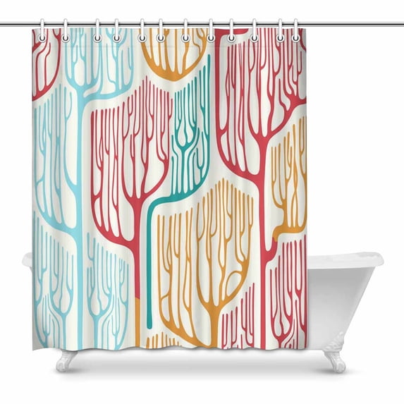 MKHERT colorful spring stylized trees Bathroom Shower Curtain 60x72 inch