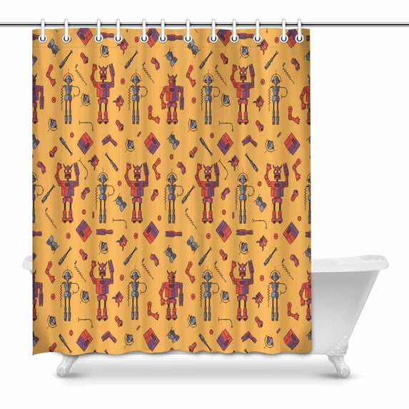MKHERT cute Robot Bathroom Shower Curtain 60x72 inch