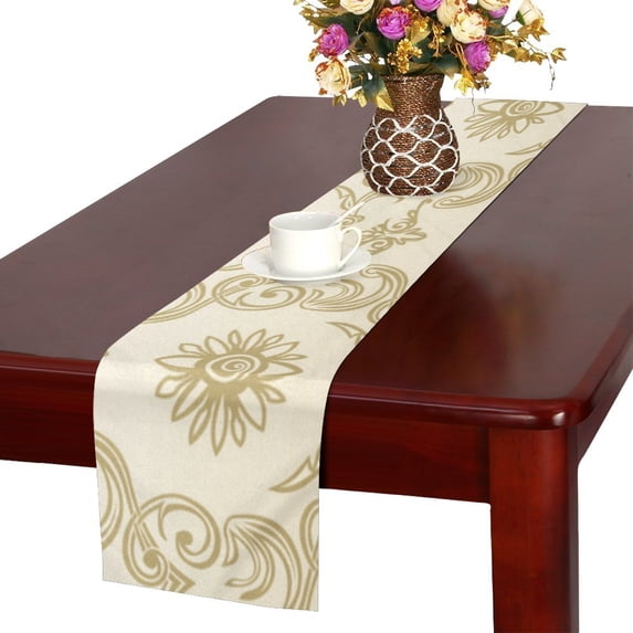 MKHERT flower beige Table Runner for Kitchen Wedding Party Home Decor 16x72 inch