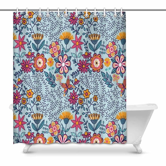 MKHERT graphic colorful flowers Bathroom Shower Curtain 60x72 inch