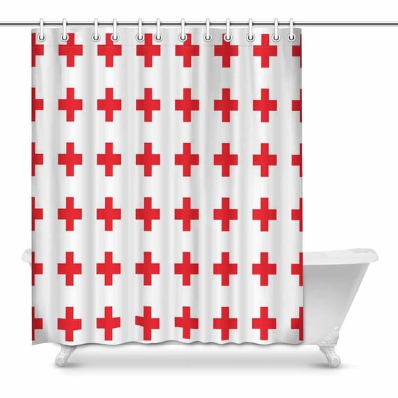 MKHERT red crosses Bathroom Shower Curtain 60x72 inch