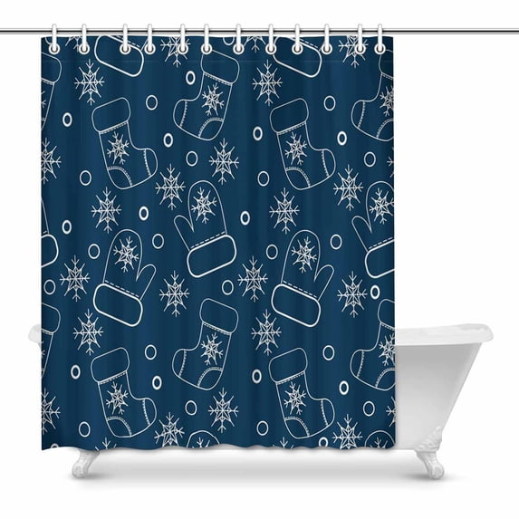 MKHERT white line mitten Bathroom Shower Curtain 60x72 inch