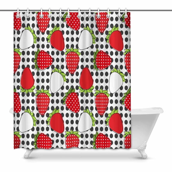 MKHERT white red strawberry Bathroom Shower Curtain 60x72 inch
