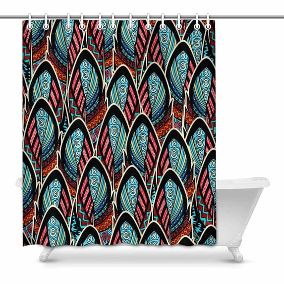 MKHERT with ornate feathers Bathroom Shower Curtain 60x72 inch