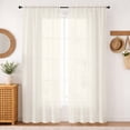 thumbnail image 1 of MKHILL 42x84 Ivory Crushed Sheer Curtains 2 Panels Set, 84 Inch Long Light Filtering Voile Drapes for Living Room Bedroom, Rod Pocket Semi Sheer Window Panels, Each 42"Wx84"L, 1 of 10