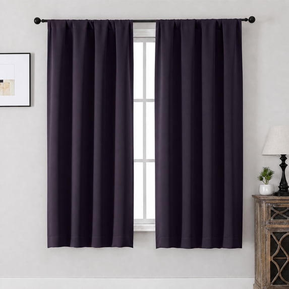 MKHILL Aether Blackberry Blackout Curtains 2 Panels, 63 Inch Long Thermal Insulated Room Darkening Window Drapes for Bedroom Living Room, Each 40" W x 63" L, Blackberry