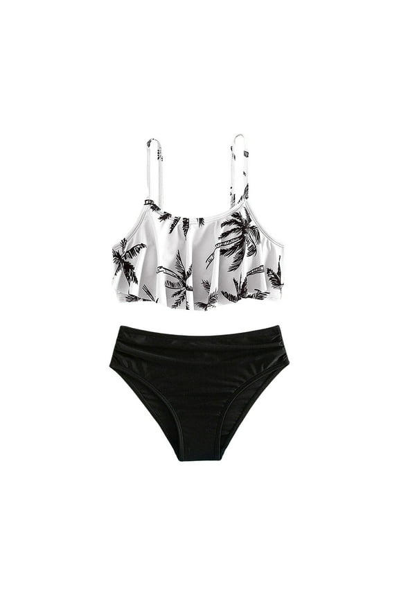 Bathing Suit with Skirt Kids Girls Bikini Swimsuits 2 Piece Bikini Sets Sport Bathing Suits Teen Swimsuits for Girls 12-14 9-10 Years