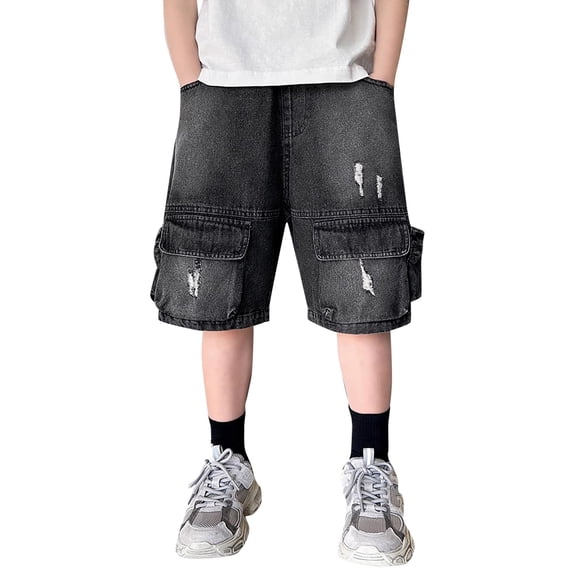 MKHSQHDG Cargo Shorts for Boys Size 14 Boys Cargo Denim Shorts for Kids Comfortable Casual Summer Outdoor Play Durable Pocket Workwear Jeans Shorts for School and Daily Wear 4-5 Years