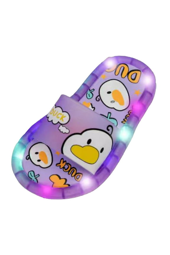 Fuzzy Slippers Yellow Slippers Summer Flashing Lights Cute Baby Animal Cartoon Indoor and Outdoor Home Sandals Bear Slippers 7-8 Years