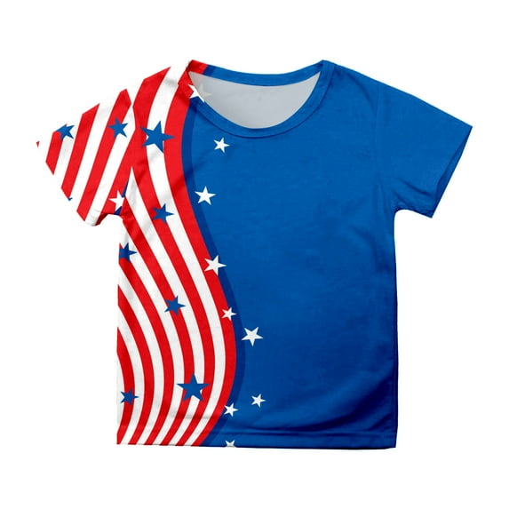 MKHSQHDG Girls Shirts Size 8 Shirts for Teen Kids Boys Girls Short Sleeve Independence Day Prints T Shirt Child Tops Independence Day 2-3 Years