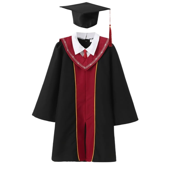 MKHSQHDG Graduation Dress Black Graduation Gown Outfit for Boys Kids Toddler Doctor Robe Set Kindergarten Photo Formal Wear School Attire Graduation Dresses White 14-15 Years