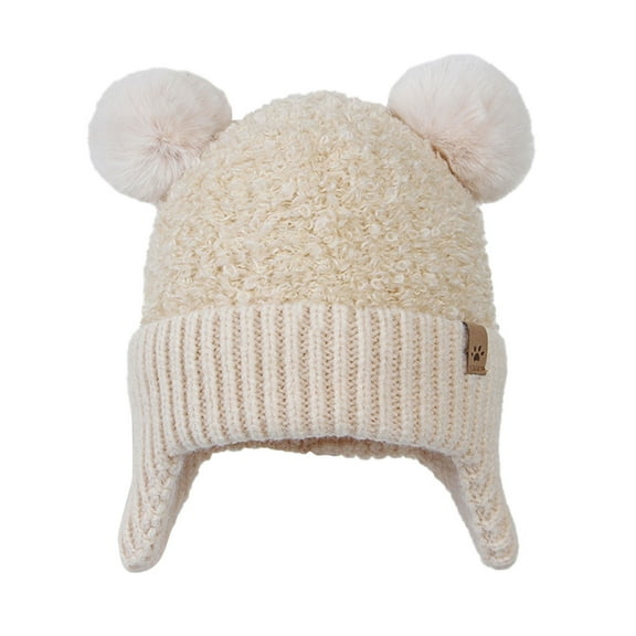 MKHSQHDG Hats 3-6 Months Girl Baby Girls Boys Soft Warm Knit Hat Kids Winter Hat with Earflap Scarf Hood Hat Baby Hats 0-6 Months One Size