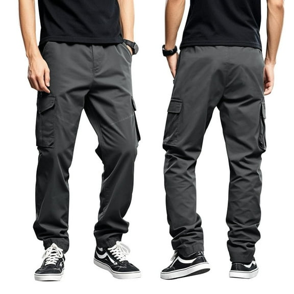 MKHSQHDG Male Pants Men's Casual Cargo Pants 30/32/34/36 Tall Inseam Hiking Pants Workout Joggers Loose Straight Sweatpants for Men M