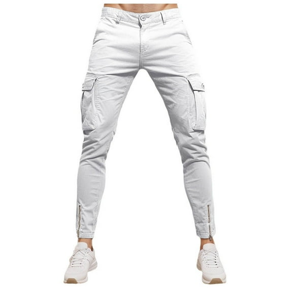MKHSQHDG Male Pants Mens Cargo Joggers Pants Elastic Waist Drawstring Baggy Sweatpants Techwear Pants for Men L