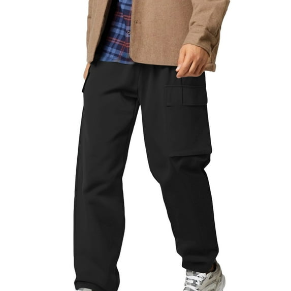 MKHSQHDG Male Pants for Men Tapered Leg Cargo Scrub Pants with Zip Fly, 5 Pockets Elastic Waist 2-Way Stretch & Easy Care L