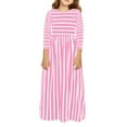 thumbnail image 1 of MKHSQHDG Girls Holiday Dress Size 12-14 Red Girls Holiday Dresses Size 14-16 Plus Kids Girls Long Sleeve Striped Prints Dress Child Dresses 110, 1 of 4