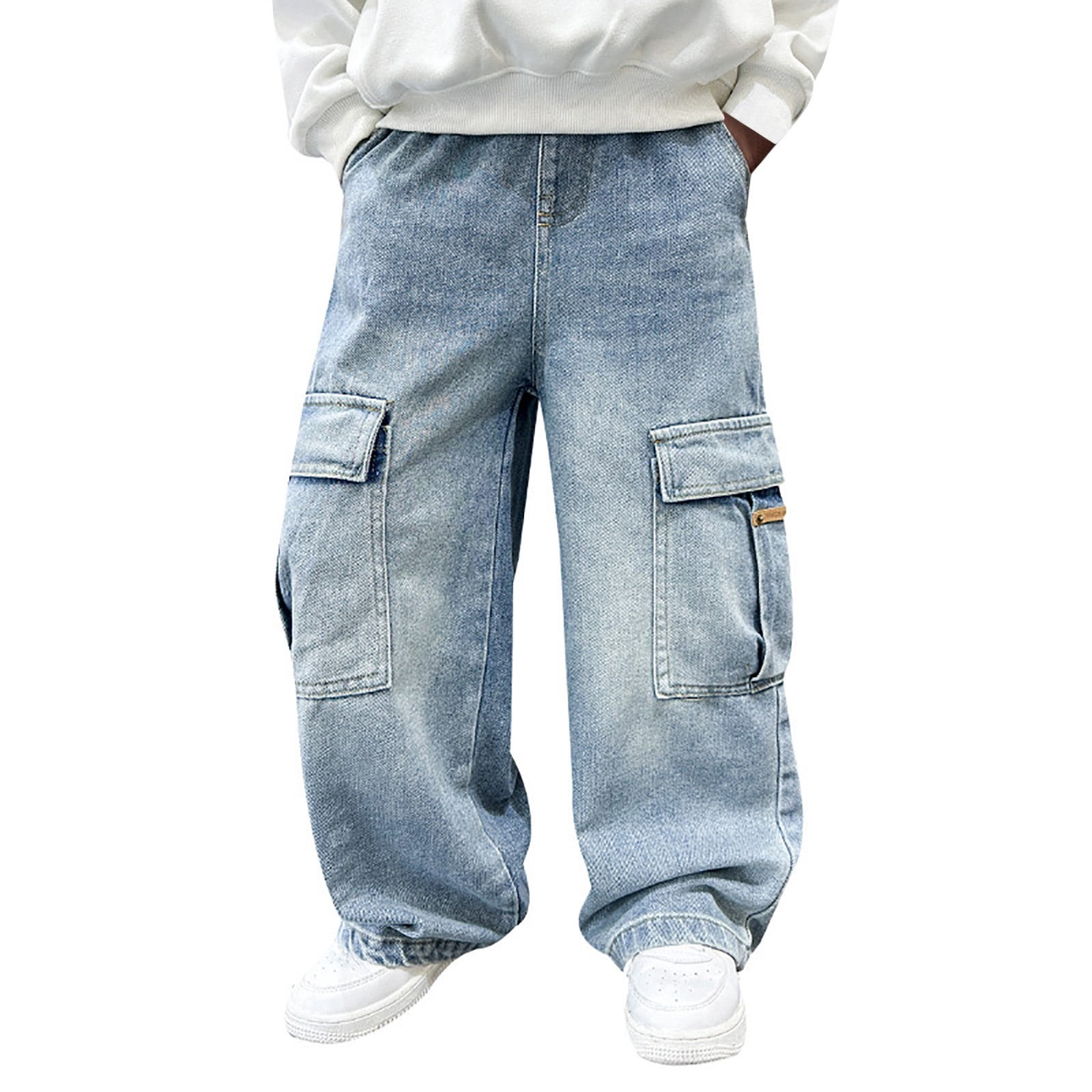 MKHSQHDG Toddler Jeans Kids Rugged Carpenter Jeans Boys Workwear Denim ...