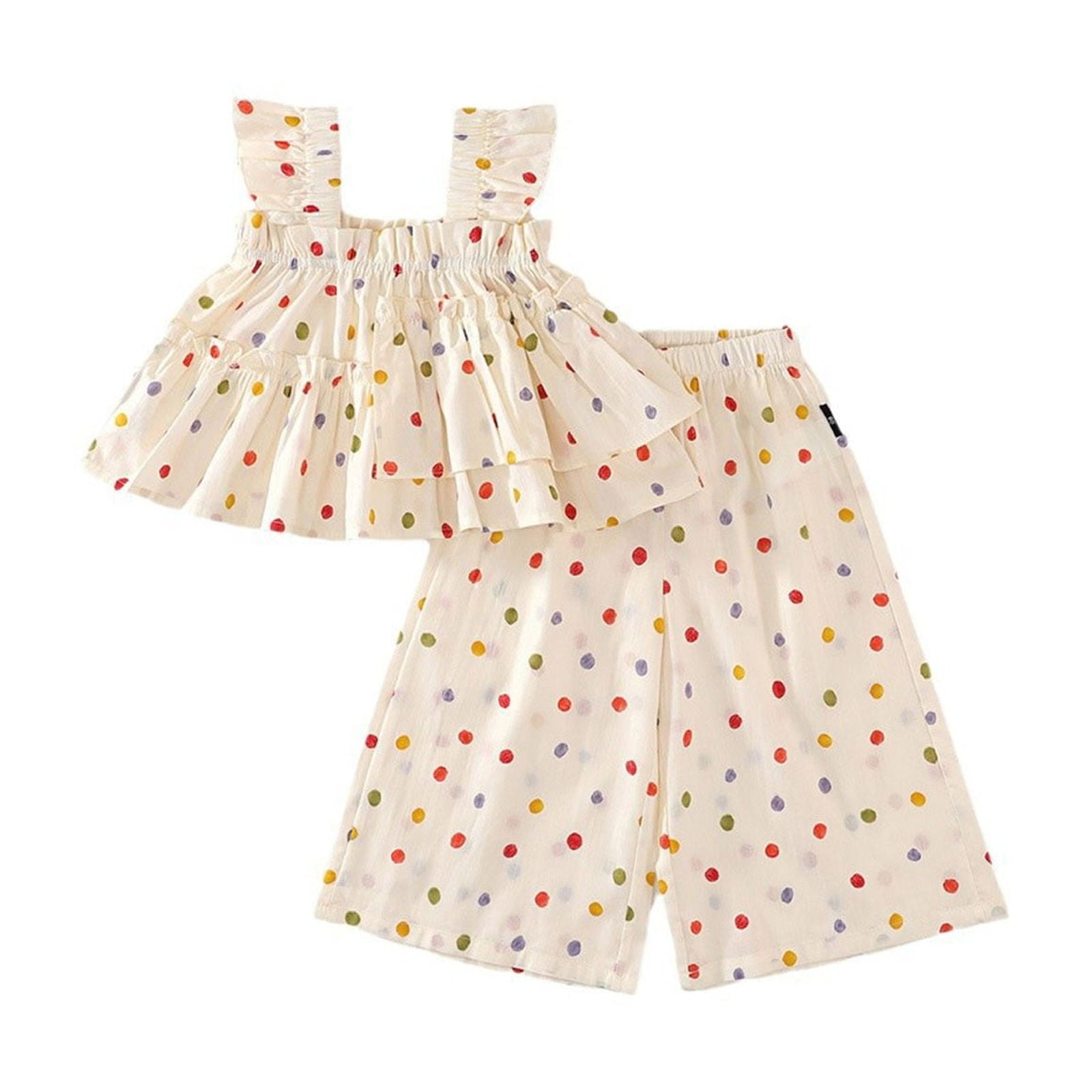 Girls Polka Print Top and Pant Clothing Set