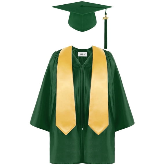 MKHSQHDG White Mini Dress Graduation Preschool Kindergarten Graduation Gown Cap Set with Tassel and Graduation Sash for Child Size Blue Graduation Dress 3-4 Years