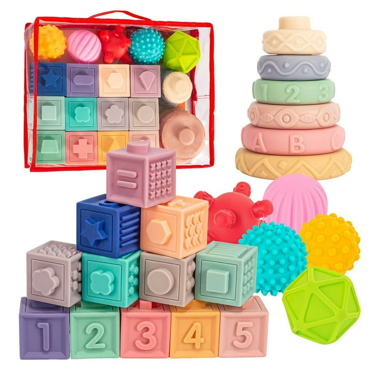 Bpa-Free Soft Silicone Building Blocks Toys Kids Circular