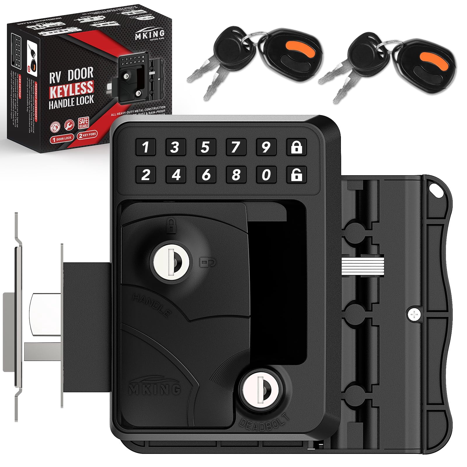 "MKING Keyless Entry RV Door Lock, Zinc Alloy, Shockproof, Fits 2.75