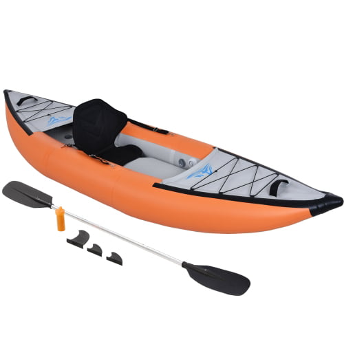 MKING Portable Recreational Touring Kayak Foldable Fishing Touring Kayaks,  Inflatable Kayak Set with Paddle & Air Pump, Deluxe Extended Version Tandem  2 Person Kayak 