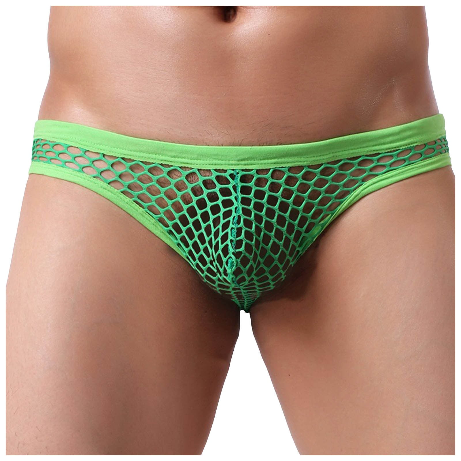 MKJLWJ Mens Sexy Underwear Briefs Mens Thong Mesh Breathable Low Rise Fishnet Bikini Underwear