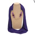 thumbnail image 1 of MKKAS Chic Chiffon Jewelry Scarf - Lightweight Breathable Wrap with Built-in Pendant, Vintage Aesthetic, Purple, Chiffon Jewelry Scarf, Pendant, 1 of 3
