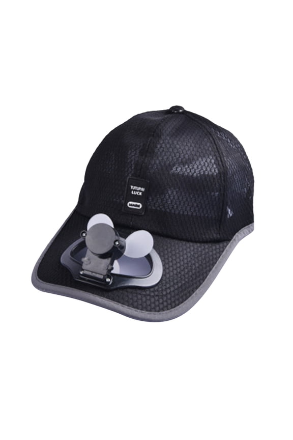 Family Pack Baseball Cap with Fan USB Rechargeable Cooling Sun Hat for Adult and Kids Portable Outdoor Summer Sunshade Hat with Personal Fan Set, Black