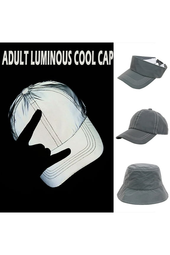 High Visibility Reflective Night Glow Baseball Hat, Safety Performance Sun Cap for Men Women, Night Running Cycling Hat, Mens Hat Womens Hats, Ball Caps, Gray