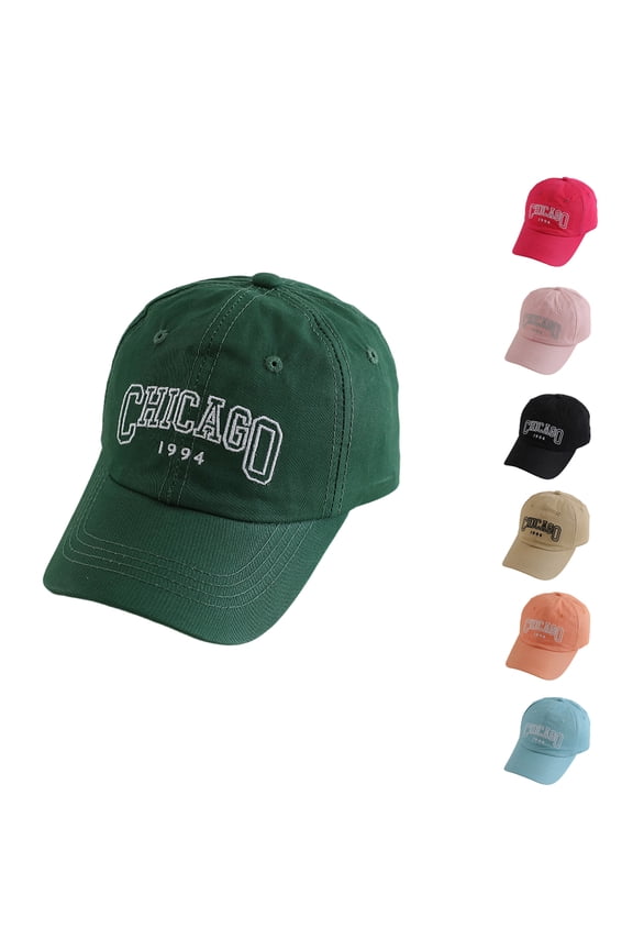 Kids Baseball Cap Hat Chicago City Theme Athletic Adjustable Twill Hat for Casual Sporty Outdoor Wear, Pink, Baseball Cap Hat, Kids, City Theme