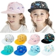 thumbnail image 1 of MKKAS Kids Toddler Baseball Cap Hat Cartoon Print Street Style Flat Brim Printed Adjustable Hip Hop Hat for Summer Sunshade Wear, Pink, L, 1 of 1