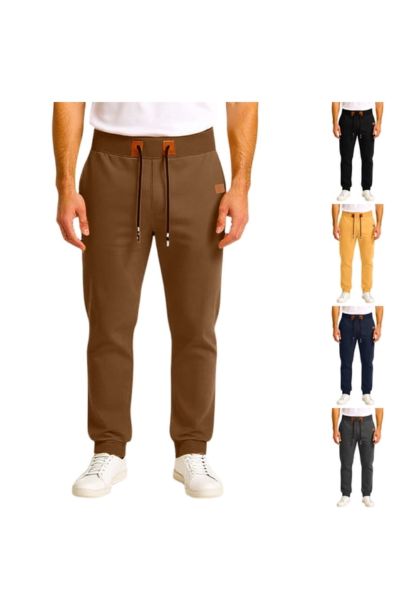 Men's Athletic Pants Straight Leg Performance Trousers for Training and Running Outdoor Workout Activewear, Black, L