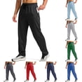 thumbnail image 1 of MKKAS Men's Athletic Pants with Pockets Quick Dry Loose Fit Performance Trousers for Running and Training Lightweight Breathable Gym Wear, Navy, L, 1 of 8