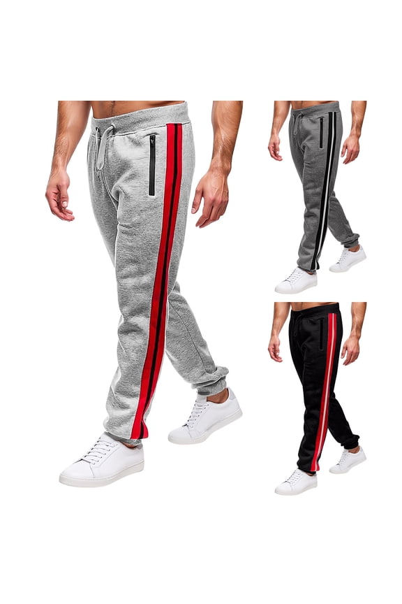 Men's Athletic Pants with Zipper Pockets Performance Trousers for Training and Running Lightweight Workout Activewear, Black, M