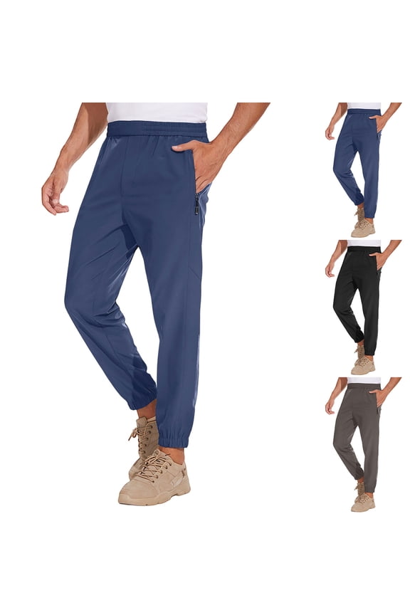 Men's Joggers Tapered Fit Lightweight Performance Athletic Pants for Training and Running Outdoor Workout Trousers, Gray, M