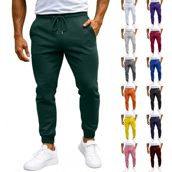 MKKAS Men's Joggers with Pockets Multi-Color Fleece Tapered Sweatpants for Lounge and Casual Wear Spring Fall Activewear, Dark Gray, XL