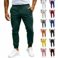 thumbnail image 1 of MKKAS Men's Joggers with Pockets Multi-Color Fleece Tapered Sweatpants for Lounge and Casual Wear Spring Fall Activewear, Red, 2XL, 1 of 9