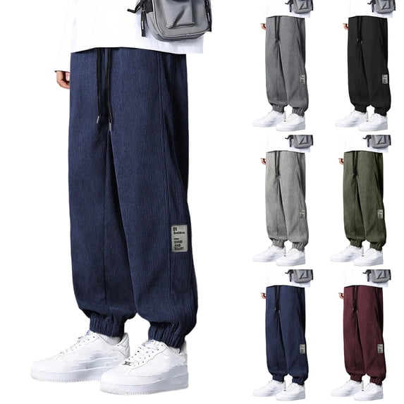 MKKAS Men's Sweatpants Loose Fit Comfortable Cotton Blend Pants for Lounge and Casual Wear Relaxed Fit Active Trousers, Wine, L