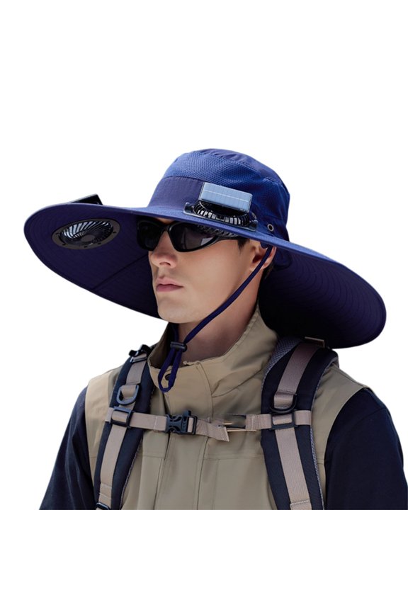 Patriotic Baseball Cap with Fan for Men Women USB Rechargeable Cooling Hat for Outdoor Summer Activities Portable Personal Fan Sun Hat Adjustable, Navy