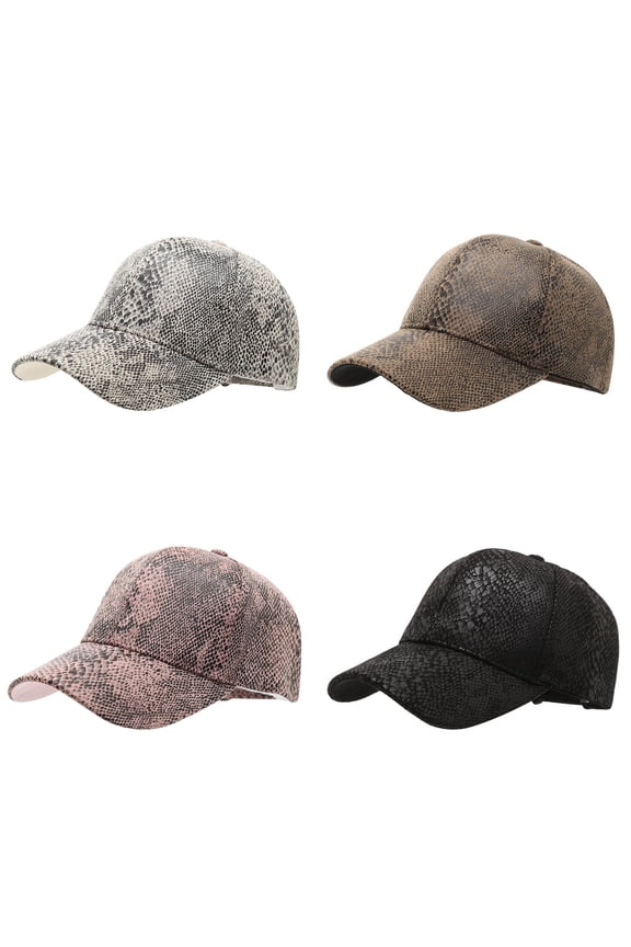 Unisex Adult Baseball Cap Hat Snake Pattern Exotic Snakeskin Print Faux Leather Fashionable Hat for Sunshade Outdoor Style, Beige, Baseball Cap Hat, Adult, Snake Pattern