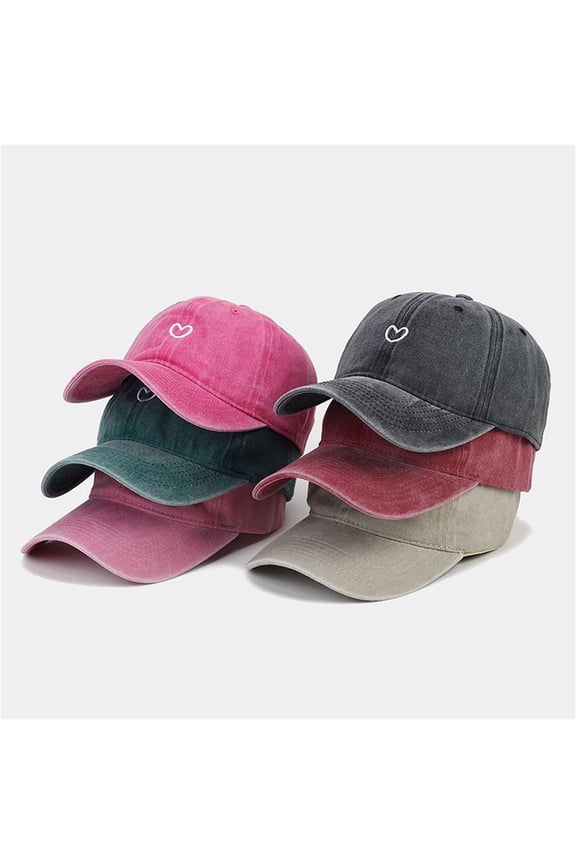 Women's Baseball Cap Hat Tiny Heart Minimalist Romantic Washed Cotton Embroidered Hat for Valentine's Day Couple Gift, Pink, Baseball Cap Hat, Women's, Tiny Heart