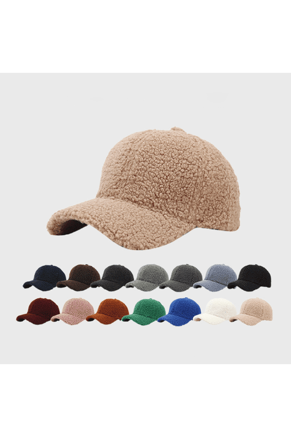 Women's Baseball Cap Hat Winter Warm Sherpa Faux Fur Fleece Curved Brim Retro Solid Color Thermal Soft Fashion Hat for Cold Weather, Black, Baseball Cap Hat, Winter, Sherpa