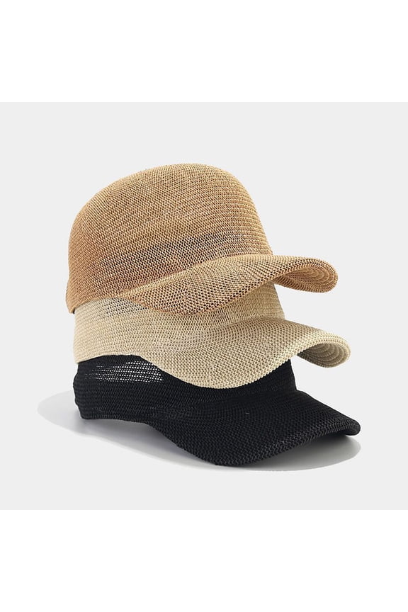Women's Straw Baseball Cap Hat Natural Beachy Bohemian Woven Paper Straw Breathable Adjustable Hat for Summer Sun Protection, Khaki, Baseball Cap Hat, Women's, Straw