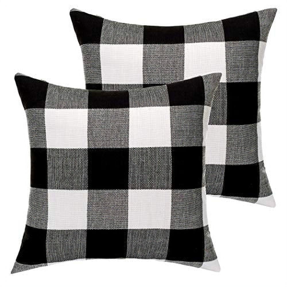 MKLFBT Pack of 2 Farmhouse Decor Christmas Pillow Covers 18 x 18 Black