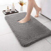 MKLZ Bath Mats for Bathroom Floor Non Slip Non Skid, 16"x 24", Grey